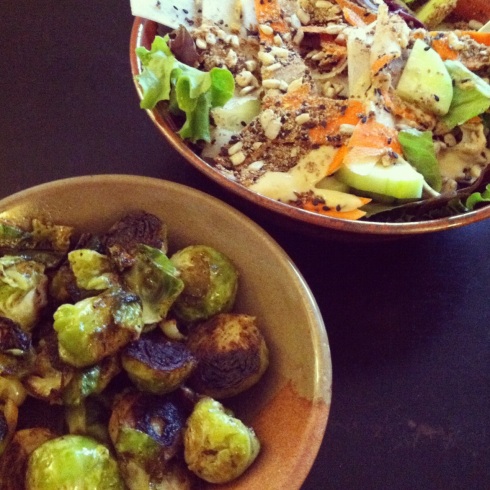 Pan Roasted Brussels Sprouts and Salad