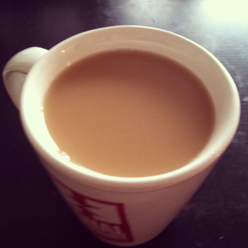 Chai Tea with vanilla coconut milk in my Equal Exchange mug